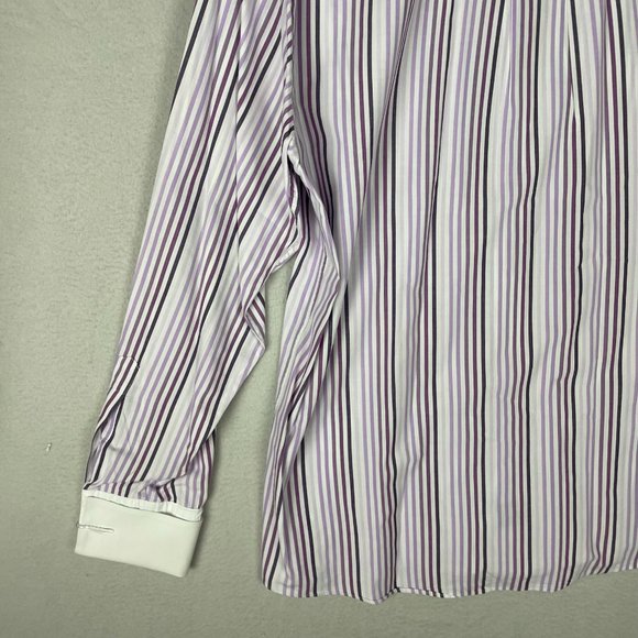 ALEXANDER JULIAN Colours Men's Purple Stripe French Cuff Dress Shirt USA Vintage - Picture 12 of 16